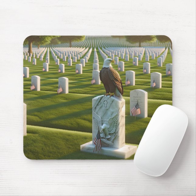 Örn på ett militärt gravestone musmatta (Med mus)