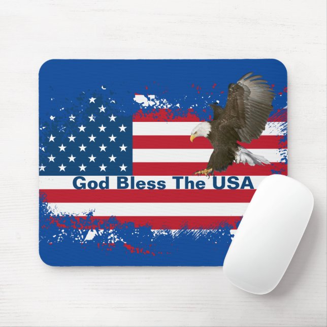 Örn på USA FlagMousepad Mouse Pad Musmatta (Med mus)