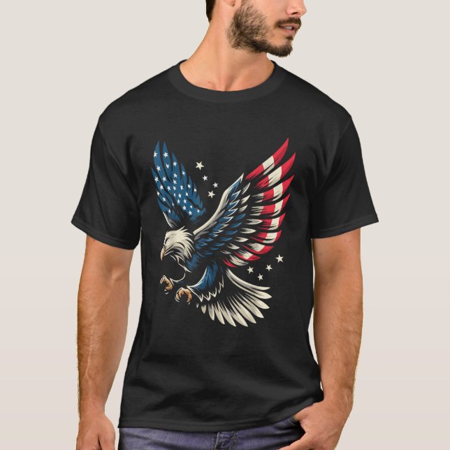 Örn Patriotic American Flagga 4 juli T Shirt (Framsida)