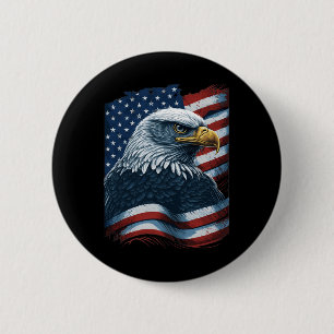 Örn Proud Patriotic American US Flagga 4:e Knapp