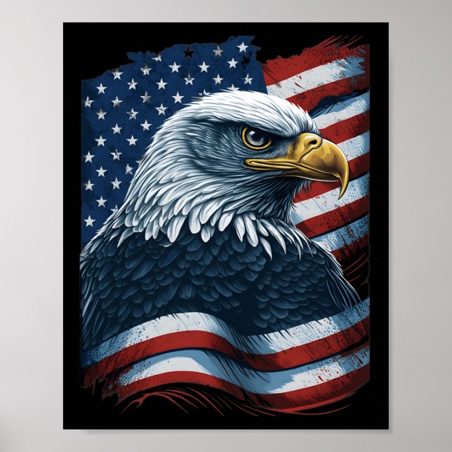 Örn Proud Patriotic American US Flagga 4:e Poster (Framsidan)