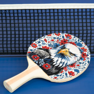 Örn Red White och Blue Blommigt USA Pingisracket
