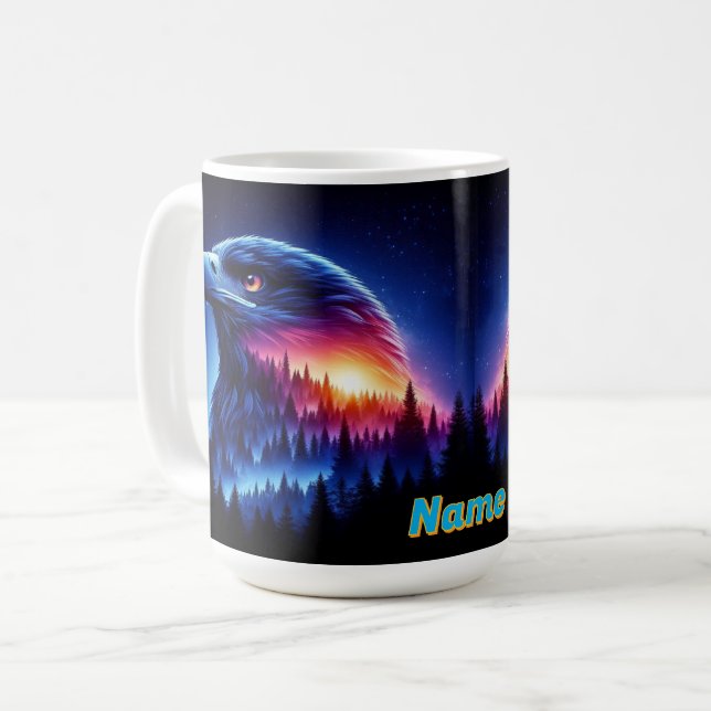 Örn Siluett med Skogssolnedgång Kaffemugg (Framsida vänster)