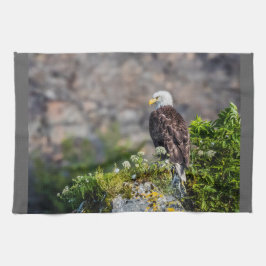 Örn sitta vid sten kökshandduk