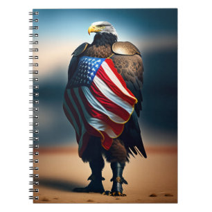 Örn som äger en amerikansk Flagga Anteckningsbok
