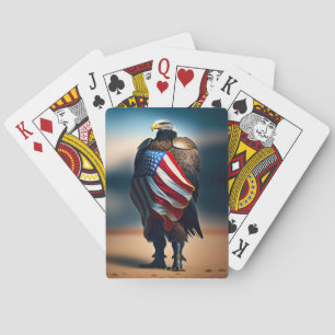 Örn som äger en amerikansk Flagga Casinokort