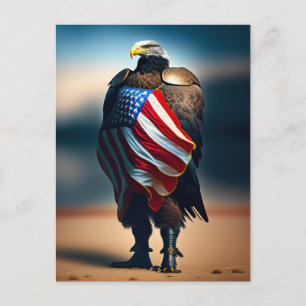 Örn som äger en amerikansk Flagga Vykort