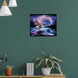 Örn som flyger över floden Poster
