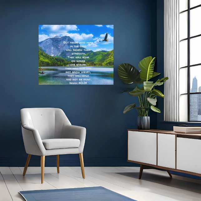 Örn som svävar över sjö och berg Affisch (Skapare uppladdad)