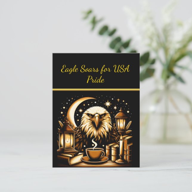 Örn som svävar under stjärnor vykort (Stående Fram)