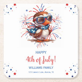 Örn sommarfest Patriotisk USA 4 juli Underlägg Papper Kvadrat