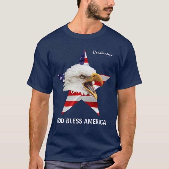 Örn, Stjärna, Flagga chic för anpassade T Shirt (Framsida)