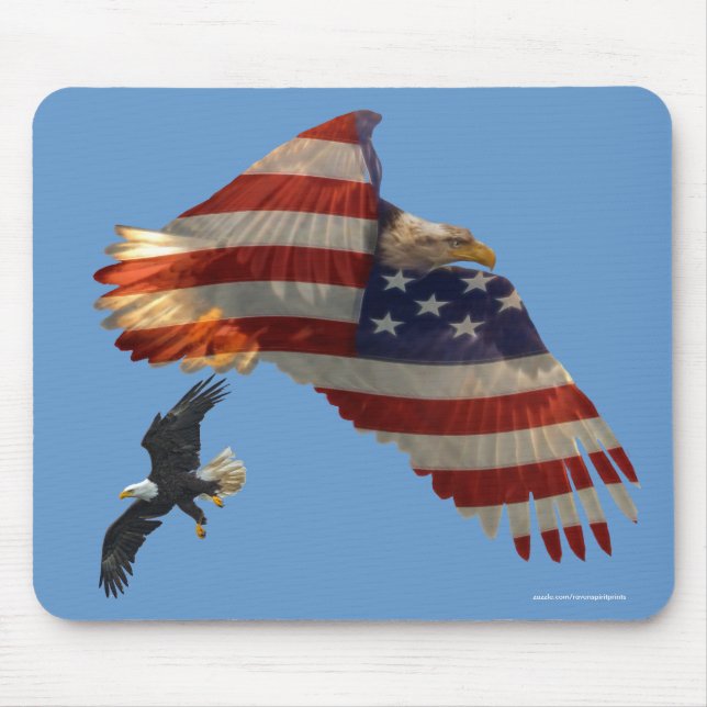 Örn & U.S. Flagga Patriotic Mousemat Musmatta (Framsidan)