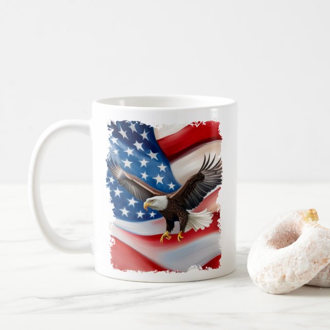 Örn & US Flagga 4 juli Kaffemugg (Med munk)