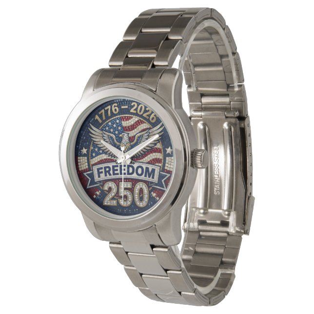Örn USA 250 Patriotisk Flagga Rhinestone Armbandsur (Vinklad)