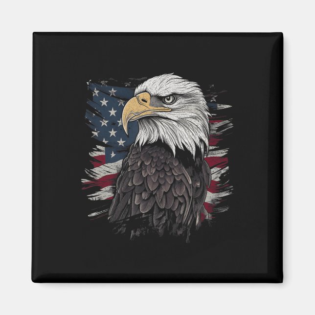 Örn USA American Flagga Patriotic Graphic Manar Magnet (Framsidan)