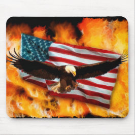 Örn, USA Flagga och Flames Patriotic Mousepad Musmatta