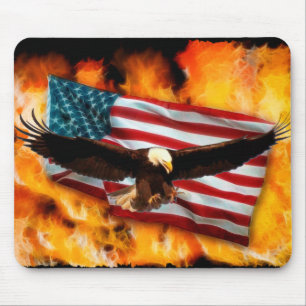 Örn, USA Flagga och Flames Patriotic Mousepad Musmatta
