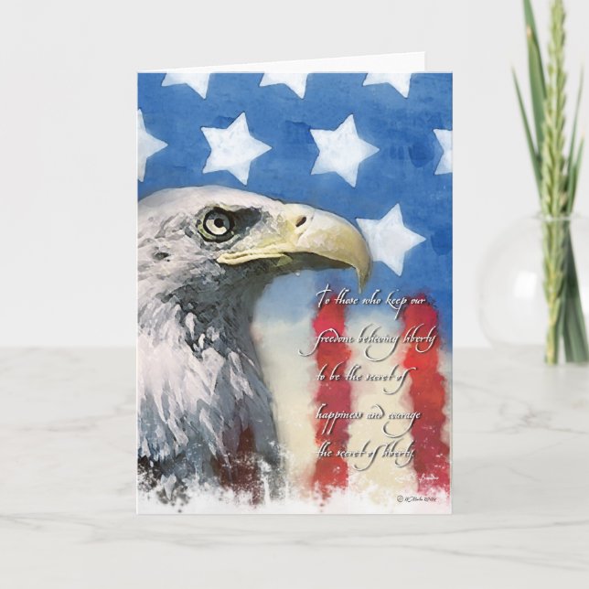 Örn USA:s Flagga och Patriotic tackkort (Framsida)