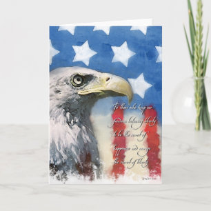 Örn USA:s Flagga och Patriotic tackkort