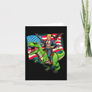 Örn USA:s Flagga Trump Riding A T-rex Kort