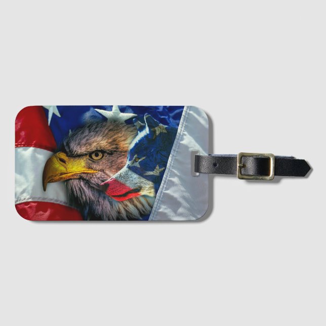 Örn Varg Amerikanska Flagga Bagagebricka (Framsida horisontal)