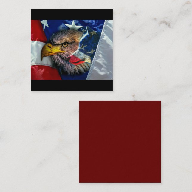 Örn Varg Amerikanska Flagga Fyrkantigt Visitkort (Fram/baksida)