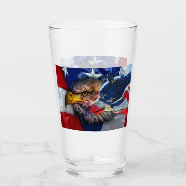 Örn Varg Amerikanska Flagga Glaskopp (Framsida)