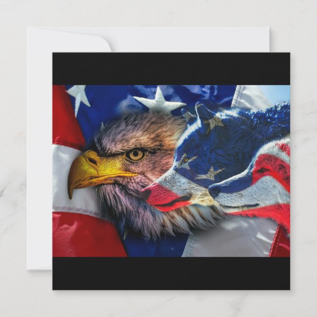 Örn Varg Amerikanska Flagga Inbjudningar (Framsida)