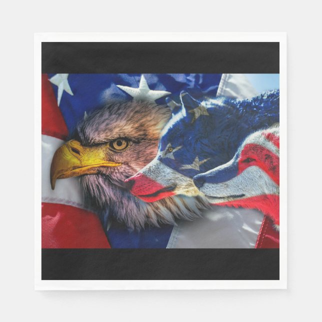 Örn Varg Amerikanska Flagga Pappersservett (Framsidan)