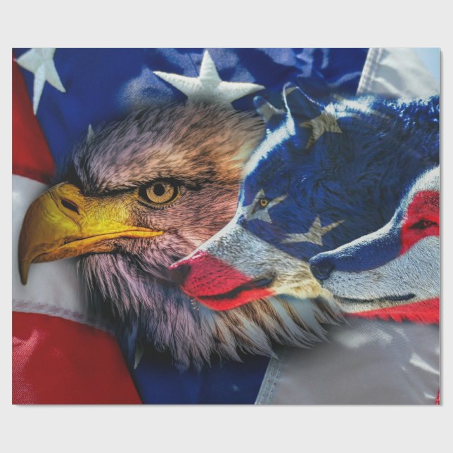 Örn Varg Amerikanska Flagga Presentpapper (Platt)
