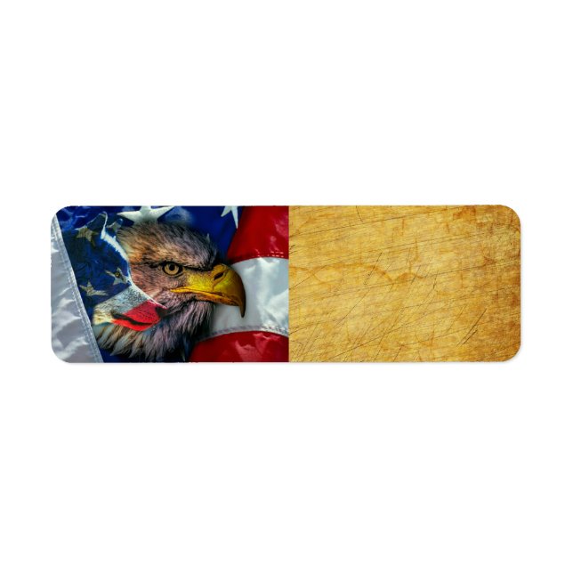 Örn Varg Amerikanska Flagga Returadress Etikett (Framsidan)