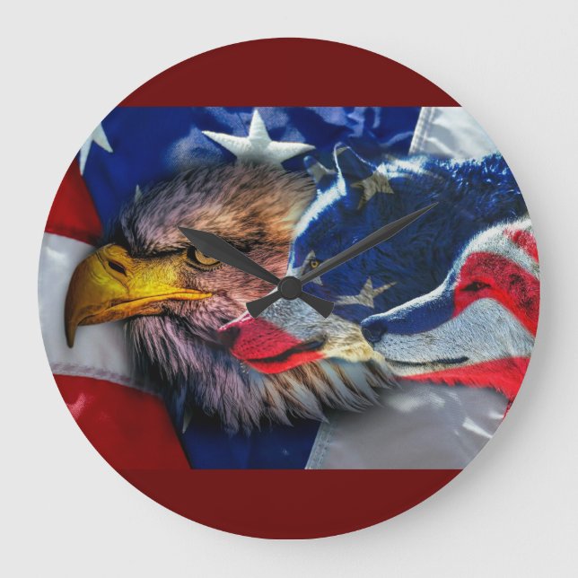 Örn Varg Amerikanska Flagga Stor Klocka (Framsida)