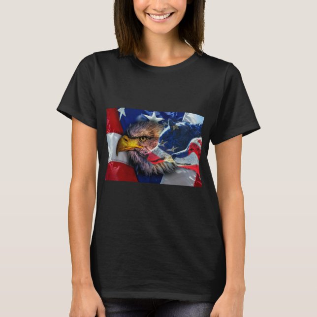Örn Varg Amerikanska Flagga T Shirt (Framsida)