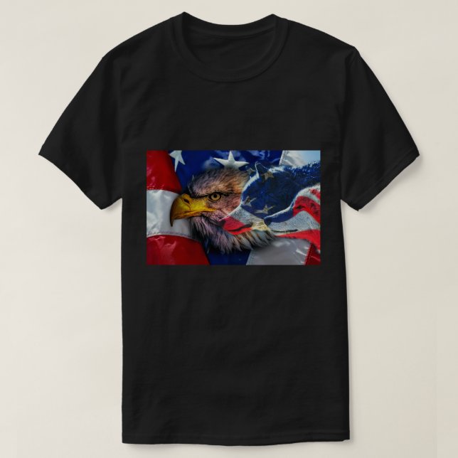 Örn Varg Amerikanska Flagga T Shirt (Design framsida)