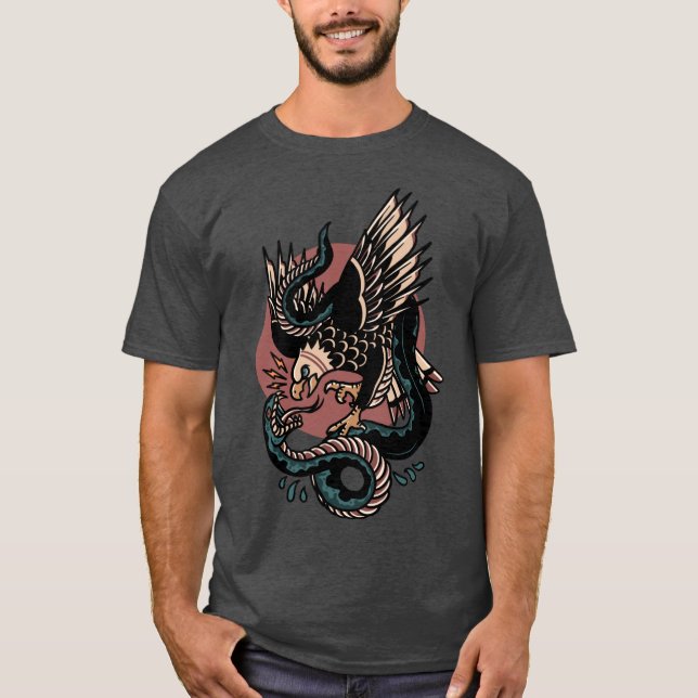 Örn Versus Ormtraditionell tatuering rolig T Shirt (Framsida)