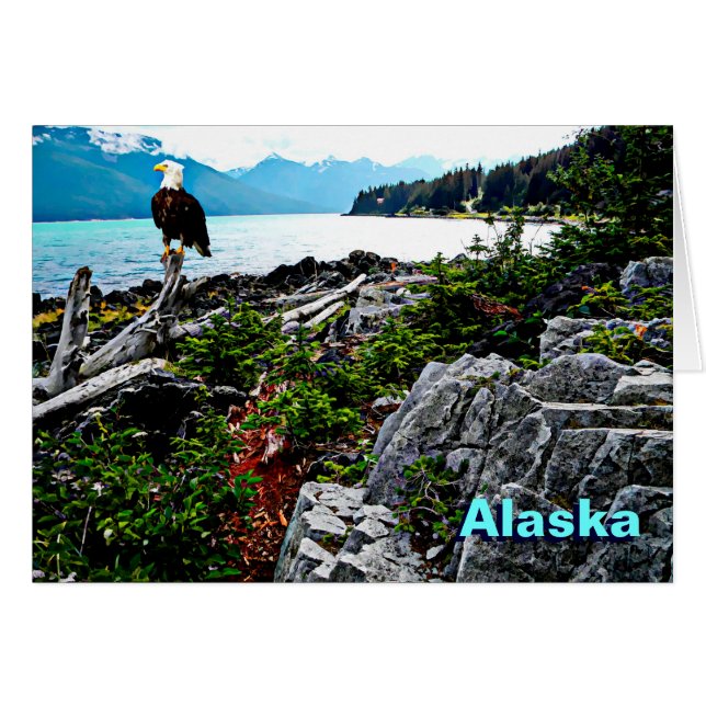 Örn vid Alaska Kusten Hälsningskort (Framsidan Horizontal)