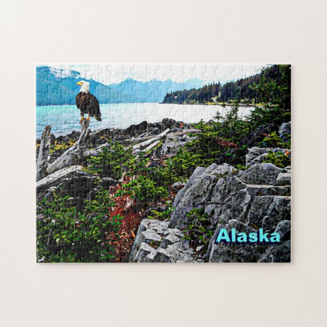 Örn vid Alaska Kusten Pussel (Horisontell)