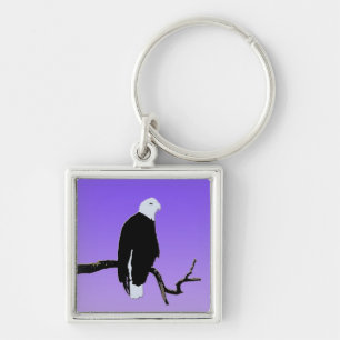Örn vid Sunset - Original Wildlife Art Fyrkantig Silverfärgad Nyckelring