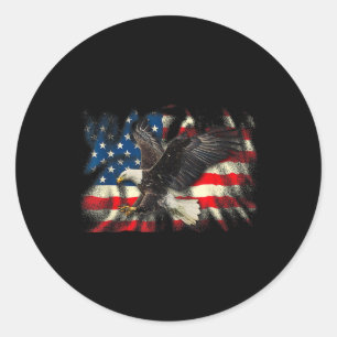 Örn Vintage American Flagga Patriotic Usa 4:e Runt Klistermärke