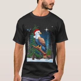 Örn Wearing Santa Hat Winter Scene Helgdag T Shirt