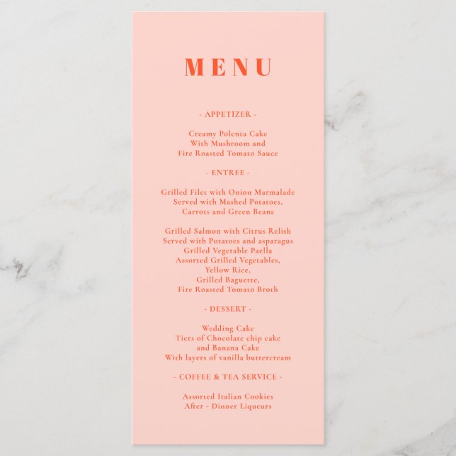 Ornage Pink Menu Simple Meny (Framsida)