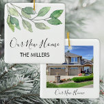 Ornament<br><div class="desc">Den här personligens nya prydnadsföremål dekoreras med vattenfärgsgrey och snyggt-skripttypografi. Anpassade med ditt foto och namn. Gör en underbar hemmavärmargåva. Ursprunglig vattenfärg © Michele Davies.</div>