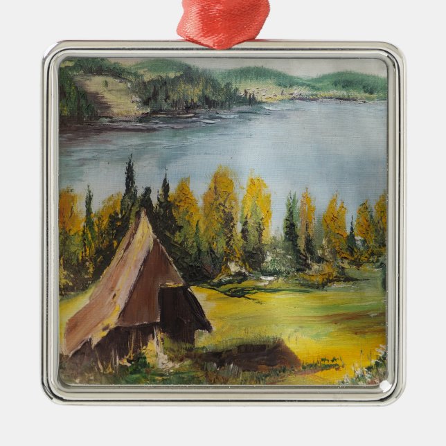 Ornament Ann Hayes målar Chalet på Sjö (Framsidan)