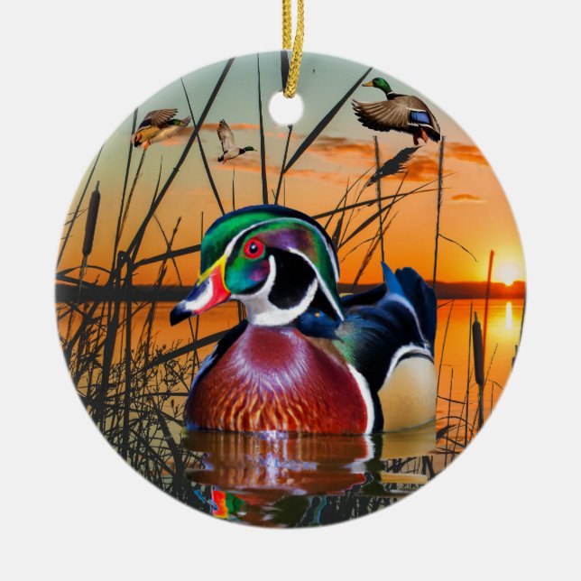 Ornament av trä Anka, Flies Mallard (Framsidan)
