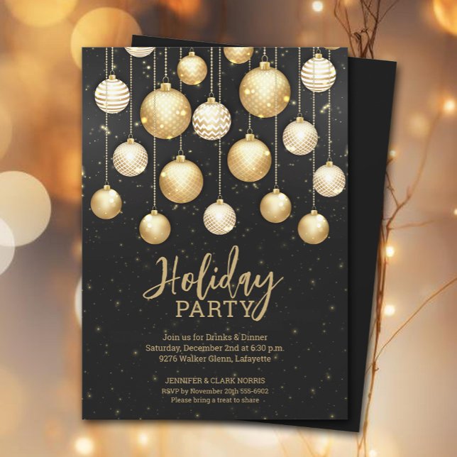 Ornament Black guld Julgran Inbjudningar (Skapare uppladdad)