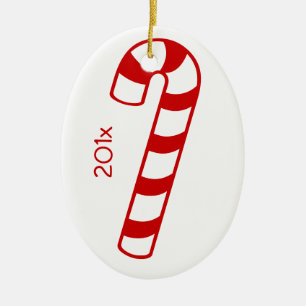 Ornament - Candy cane med Namn och år