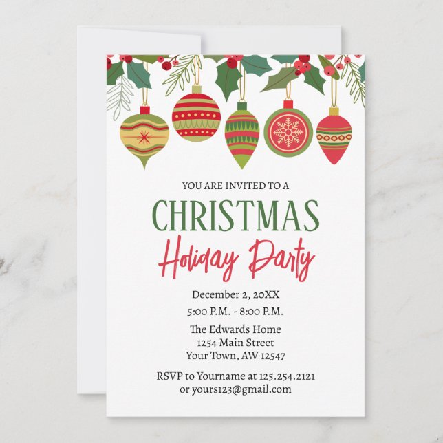 Ornament Christmas Holiday Invitation Inbjudningar (Framsida)