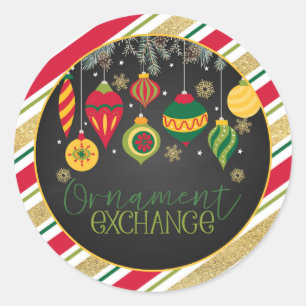 Ornament Exchange Party Round-fästpunkt - BLL Runt Klistermärke