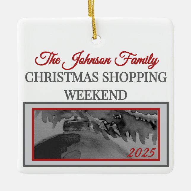 Ornament: Family Christmas Shopping Weekend  Julgransprydnad Keramik (Framsida)